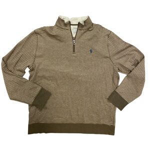 Polo Ralph Lauren Double Knit Jersey 1/2 Zip Stripe Pullover Men’s Size Large